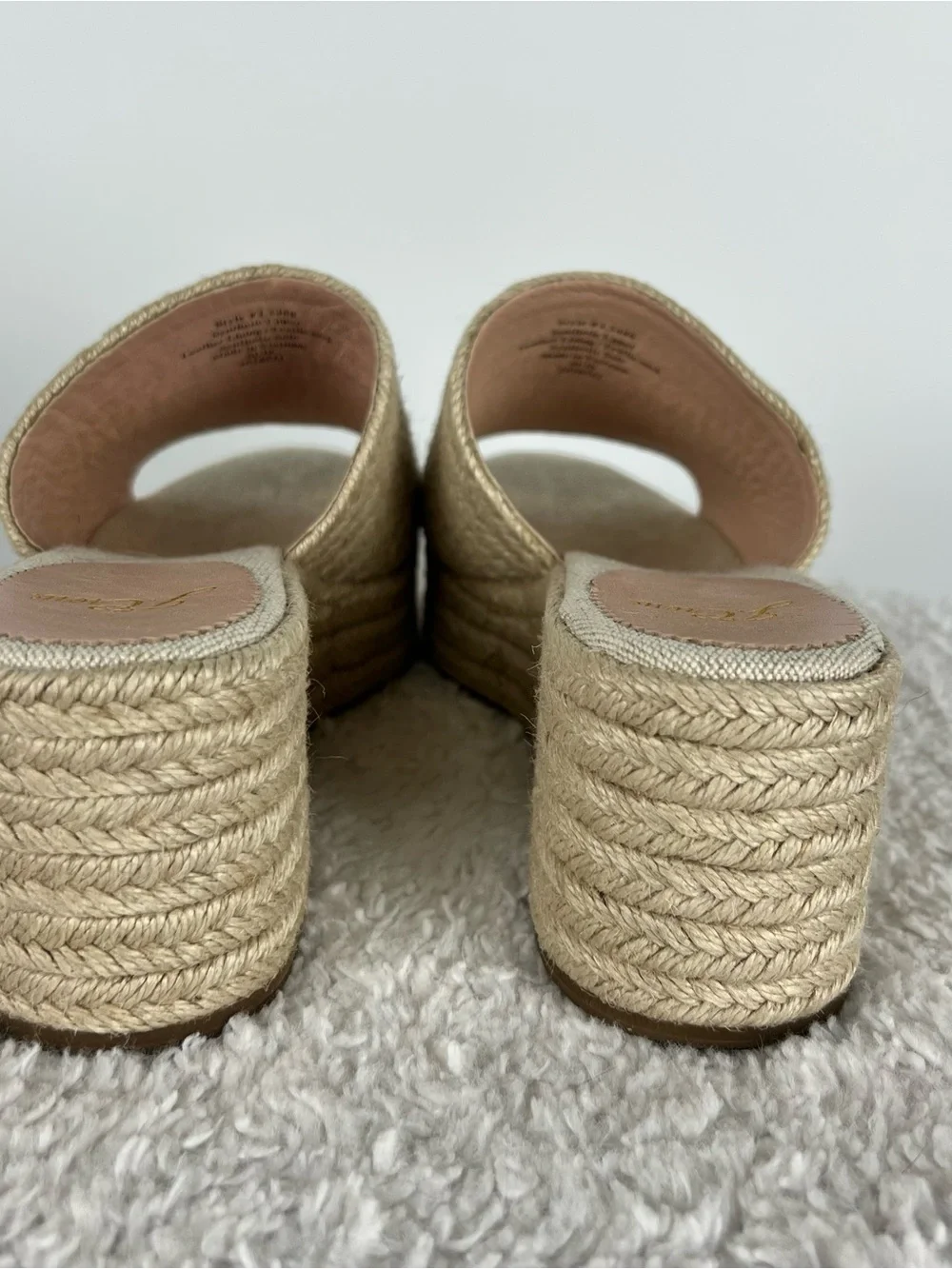 J. Crew Espadrille Platform Braided Wedge Slide Sandals Natural Beige Size 8.5